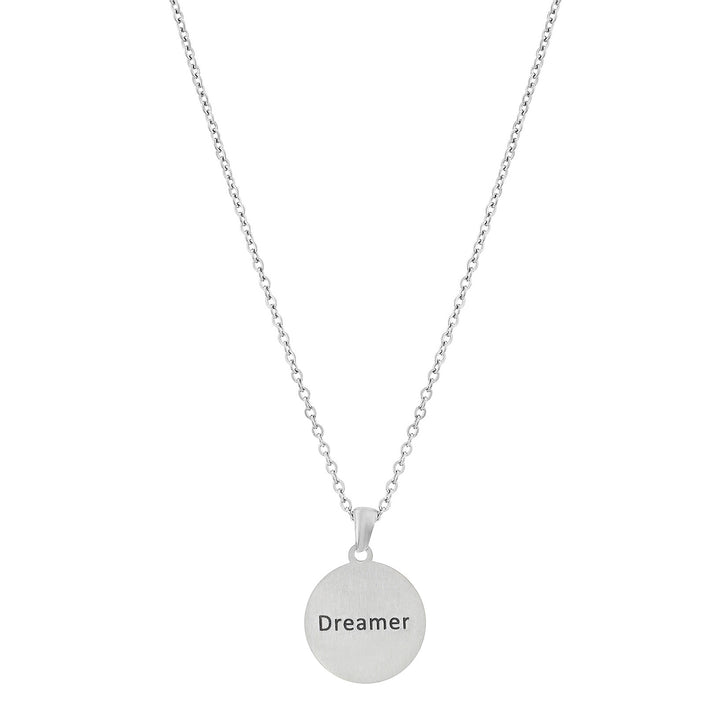 Dreamer Silver Women's Round Mantra Necklace