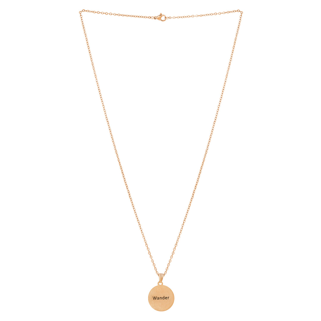 Wander Rose Gold Women's Round Mantra Necklace