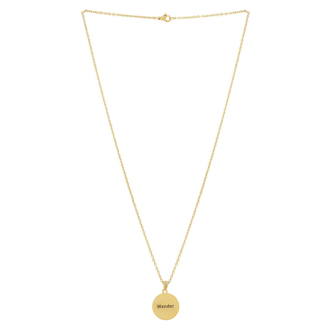 Wander Gold Women's Round Mantra Necklace