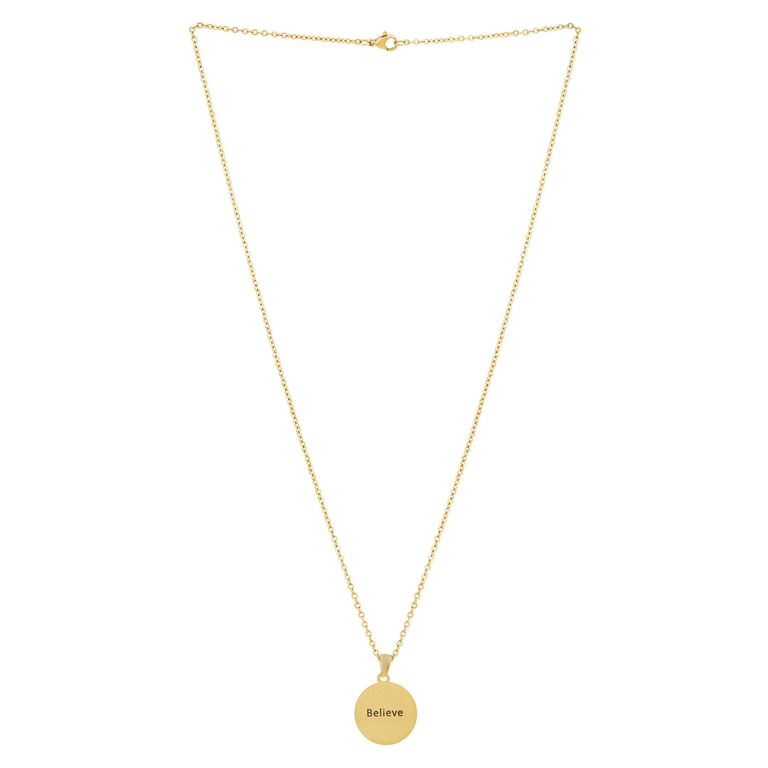Believe Gold Women's Round Mantra Necklace