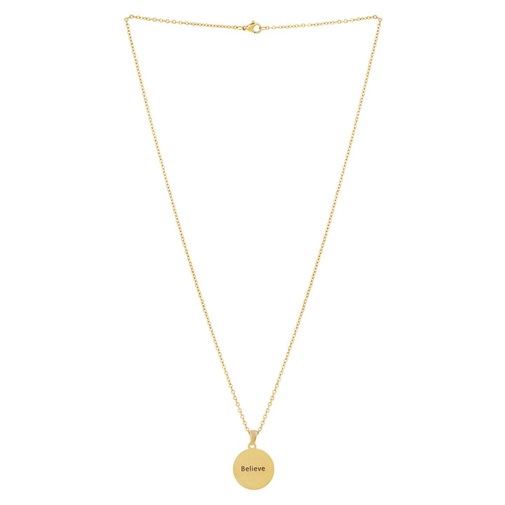 Believe Gold Women's Round Mantra Necklace