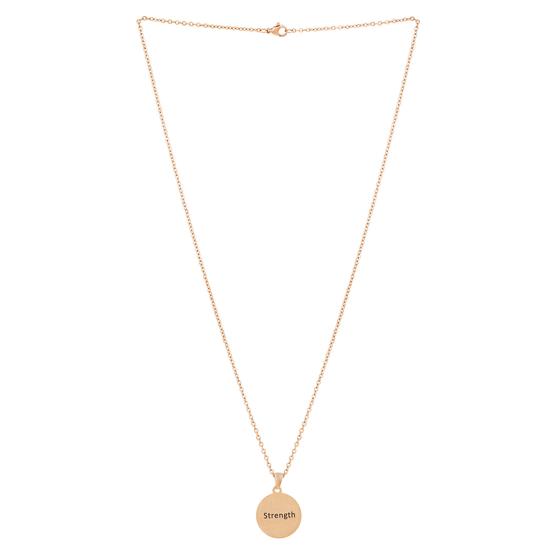 Strength Rose Gold Women's Round Mantra Necklace