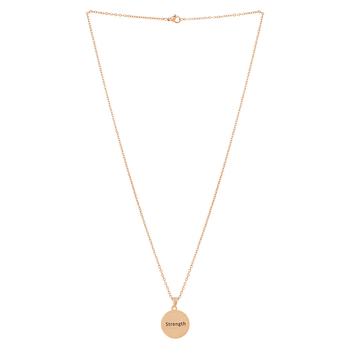 Strength Rose Gold Women's Round Mantra Necklace