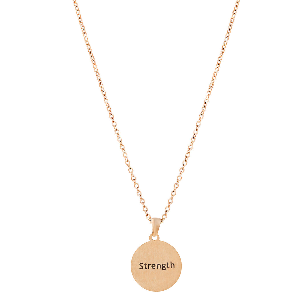 Strength Rose Gold Women's Round Mantra Necklace