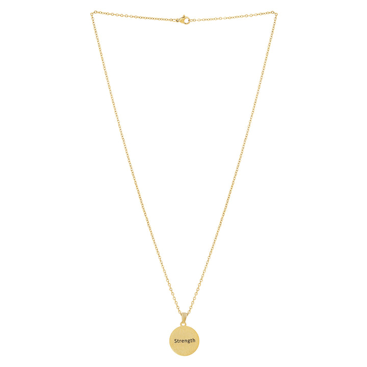 Strength Gold Women's Round Mantra Necklace