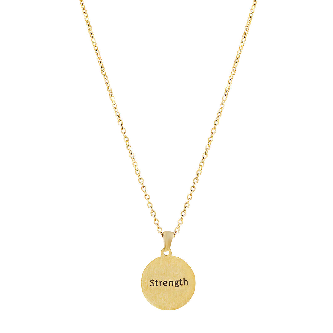 Strength Gold Women's Round Mantra Necklace