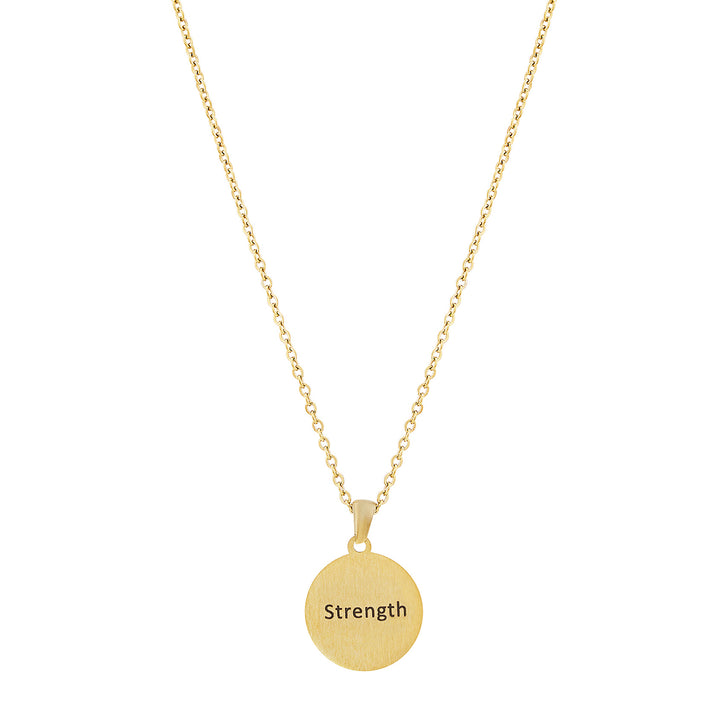 Strength Gold Women's Round Mantra Necklace