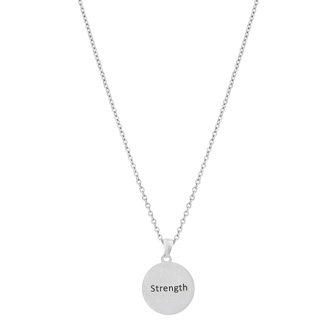 Strength Silver Women's Round Mantra Necklace