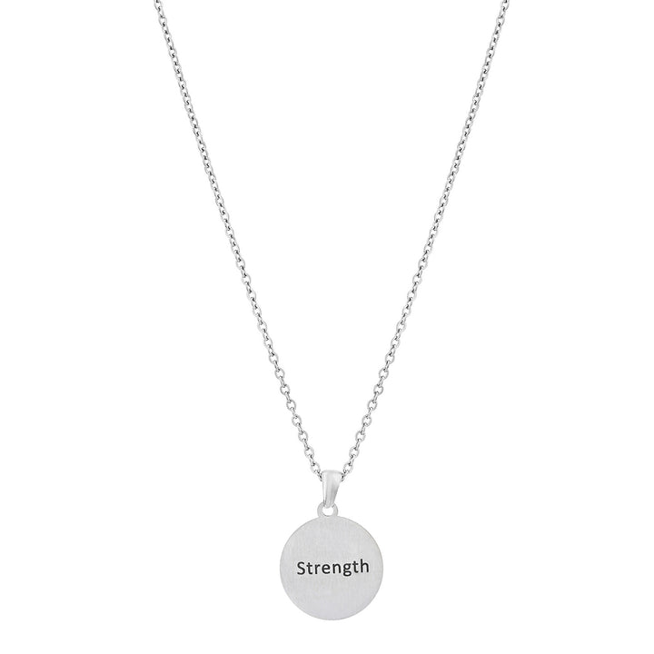 Strength Silver Women's Round Mantra Necklace