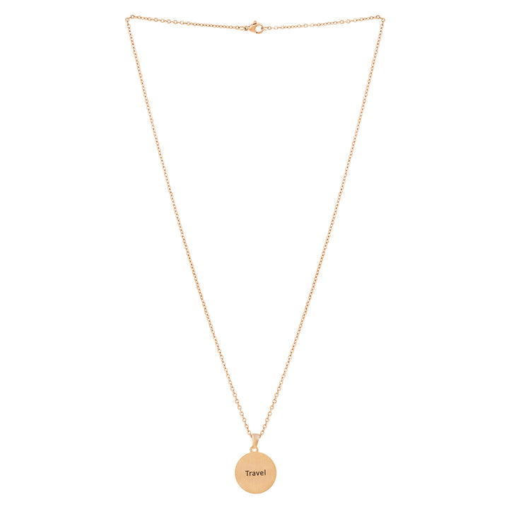 Travel Rose Gold Women's Round Mantra Necklace
