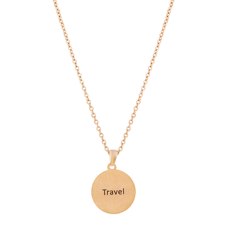 Travel Rose Gold Women's Round Mantra Necklace