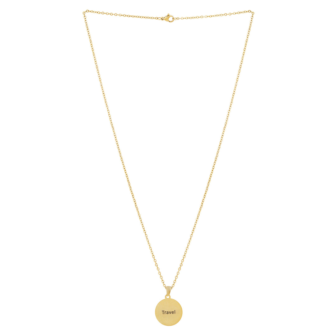 Travel Gold Women's Round Mantra Necklace