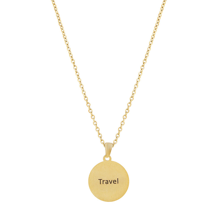 Travel Gold Women's Round Mantra Necklace