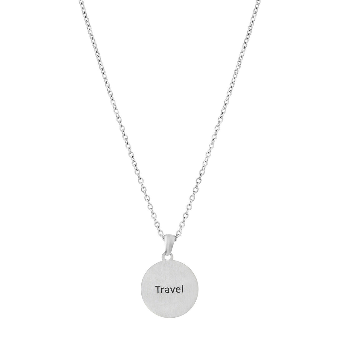 Travel Silver Women's Round Mantra Necklace