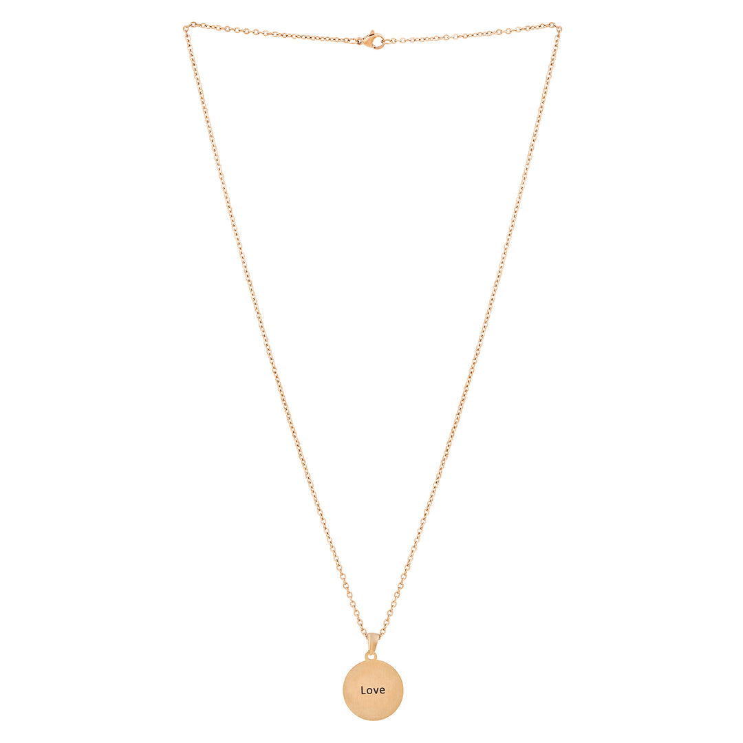Love Rose Gold Women's Round Mantra Necklace