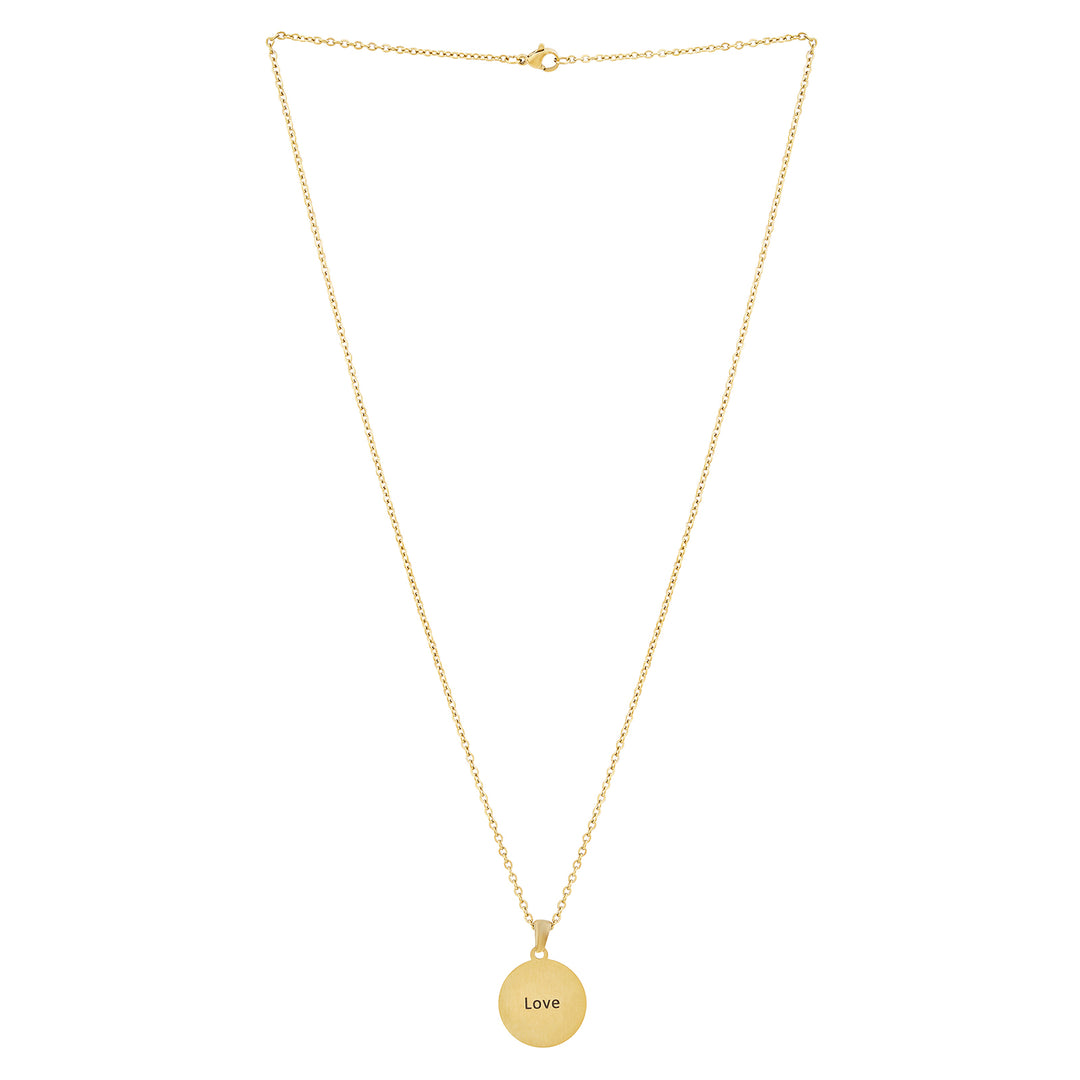 Love Gold Women's Round Mantra Necklace