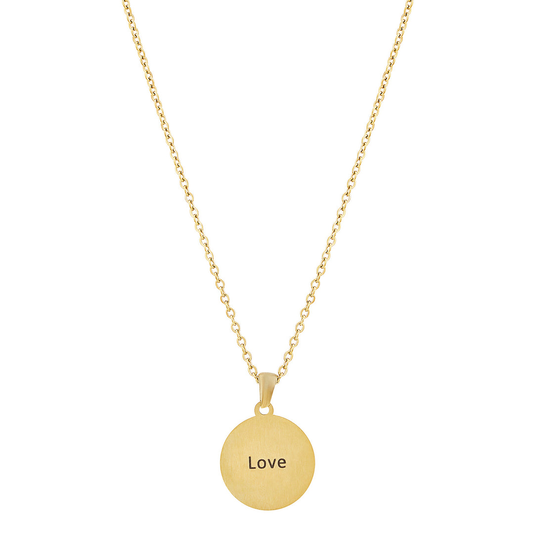 Love Gold Women's Round Mantra Necklace