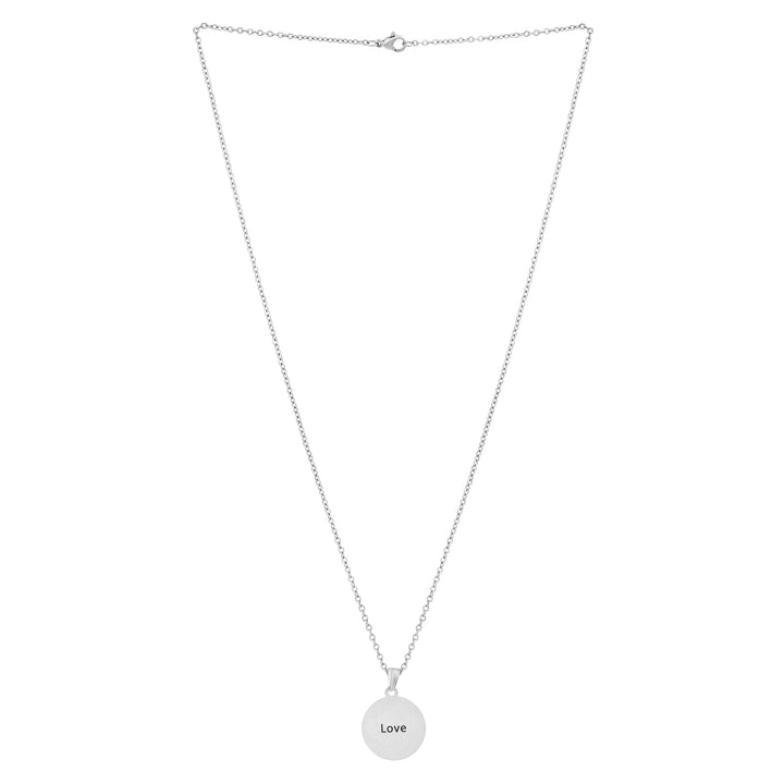 Love Silver Women's Round Mantra Necklace