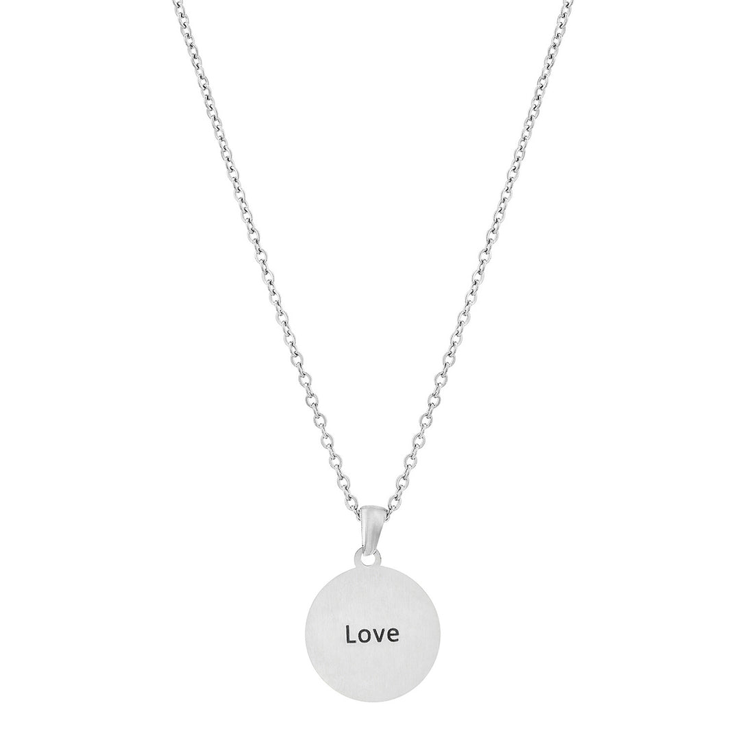 Love Silver Women's Round Mantra Necklace