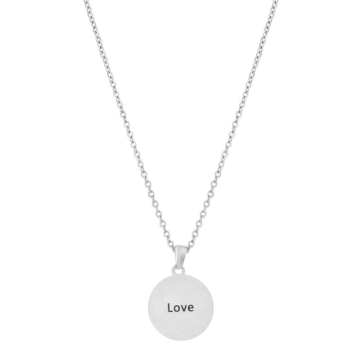 Love Silver Women's Round Mantra Necklace