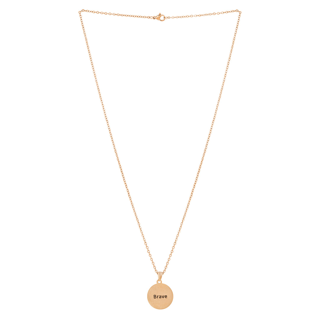 Brave Rose Gold Women's Round Mantra Necklace