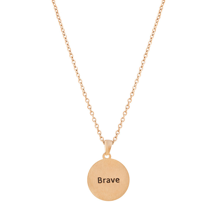 Brave Rose Gold Women's Round Mantra Necklace