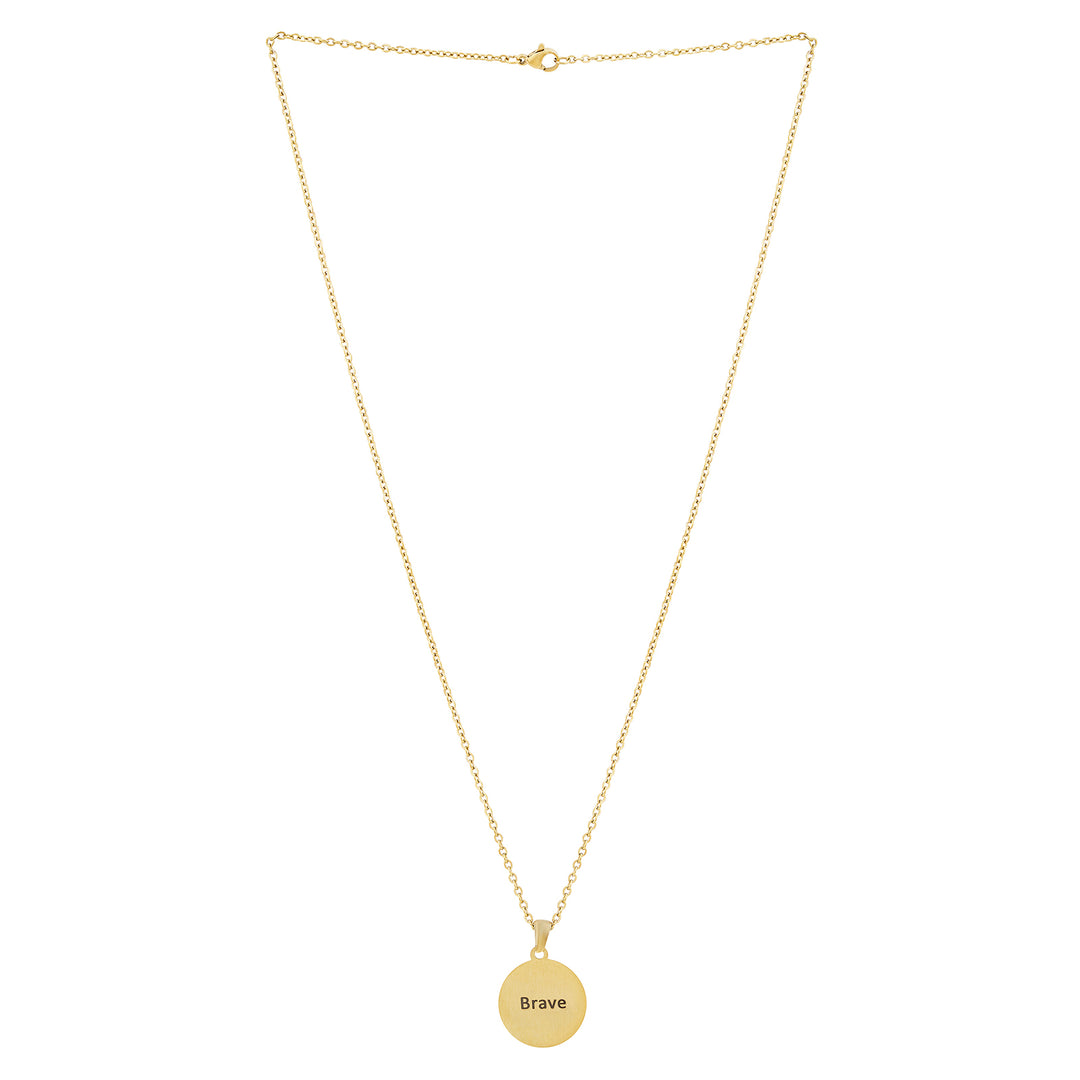 Brave Gold Women's Round Mantra Necklace