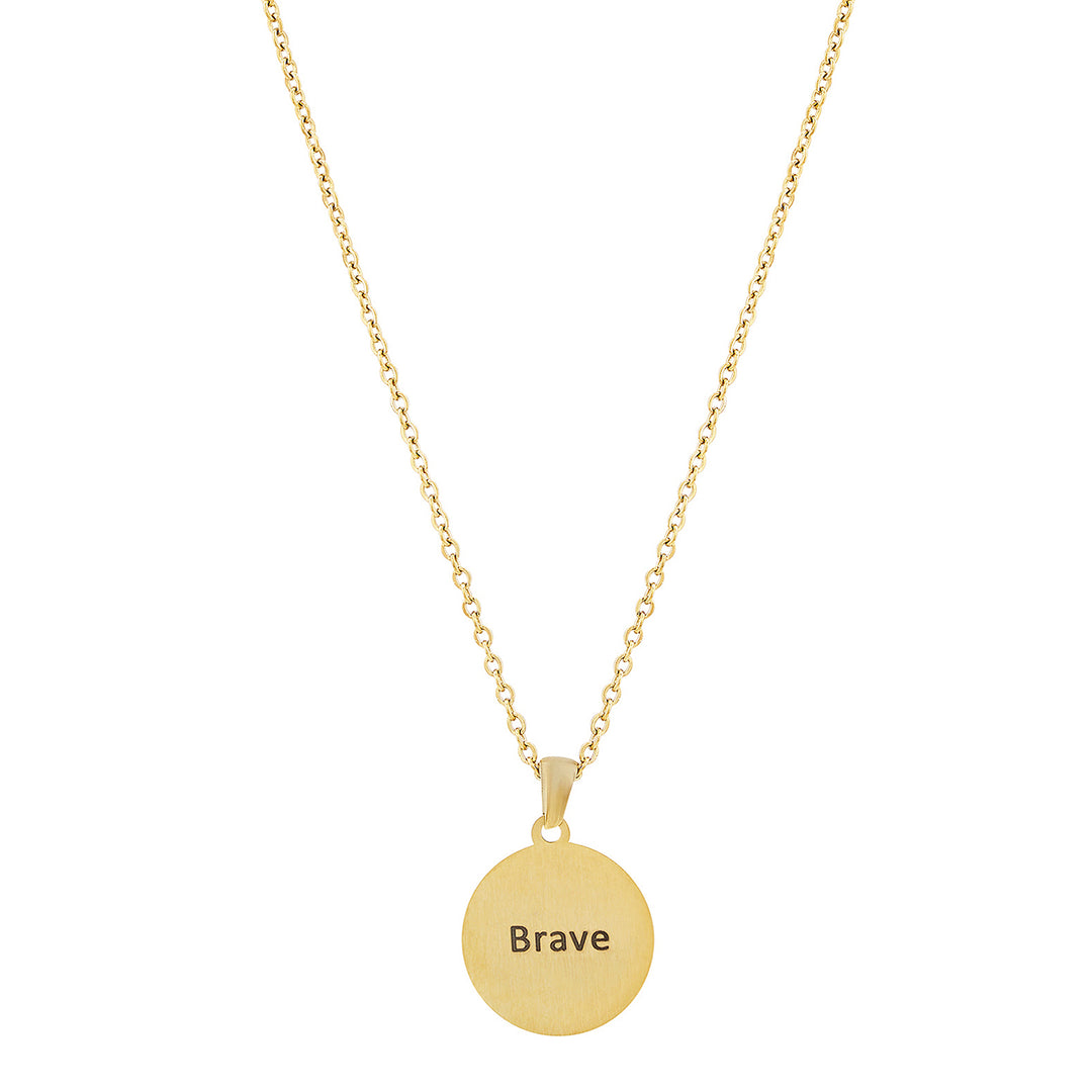 Brave Gold Women's Round Mantra Necklace