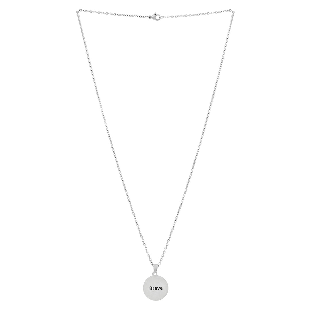 Brave Silver Women's Round Mantra Necklace