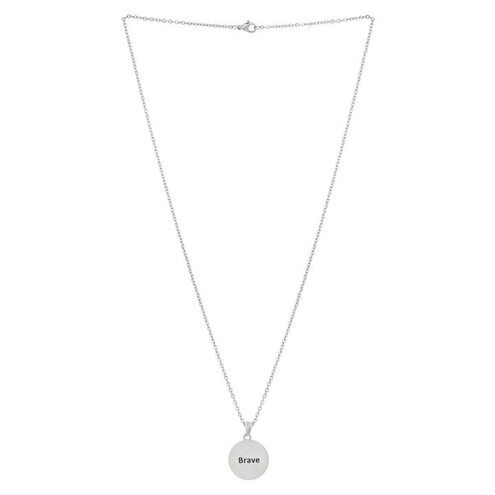 Brave Silver Women's Round Mantra Necklace