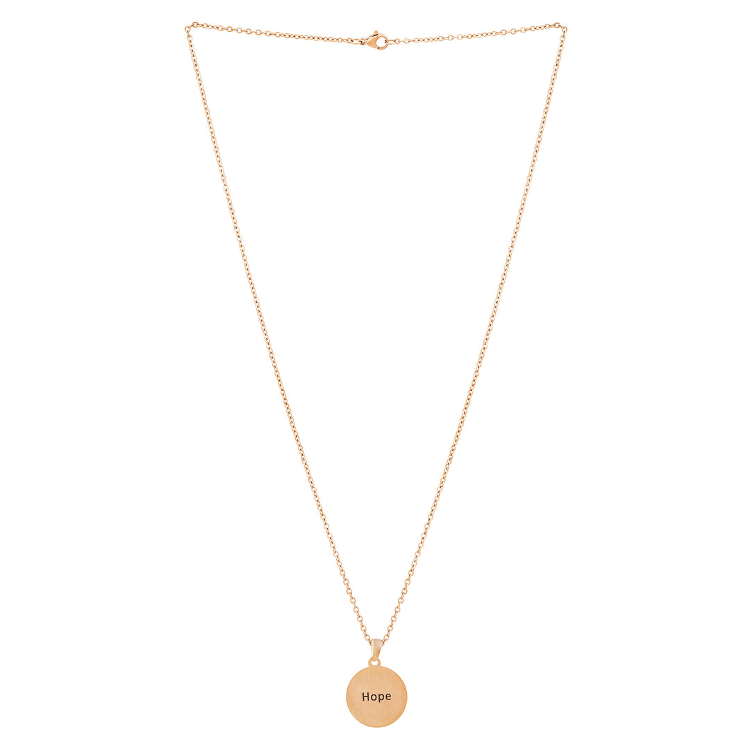 Hope Rose Gold Women's Round Mantra Necklace