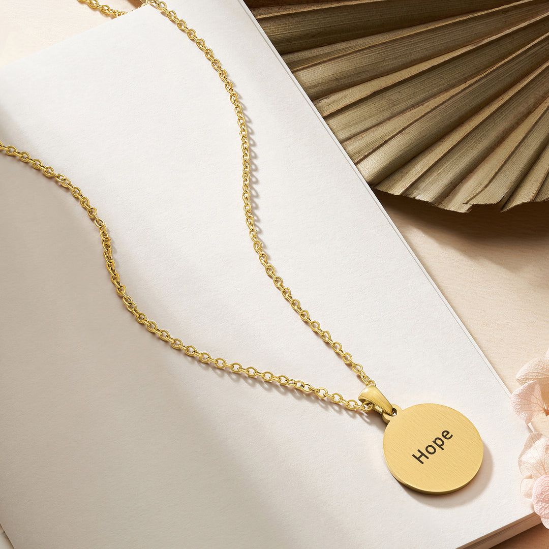 Hope Gold Women's Round Mantra Necklace
