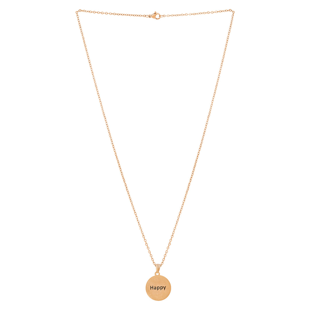 Happy Rose Gold Women's Round Mantra Necklace