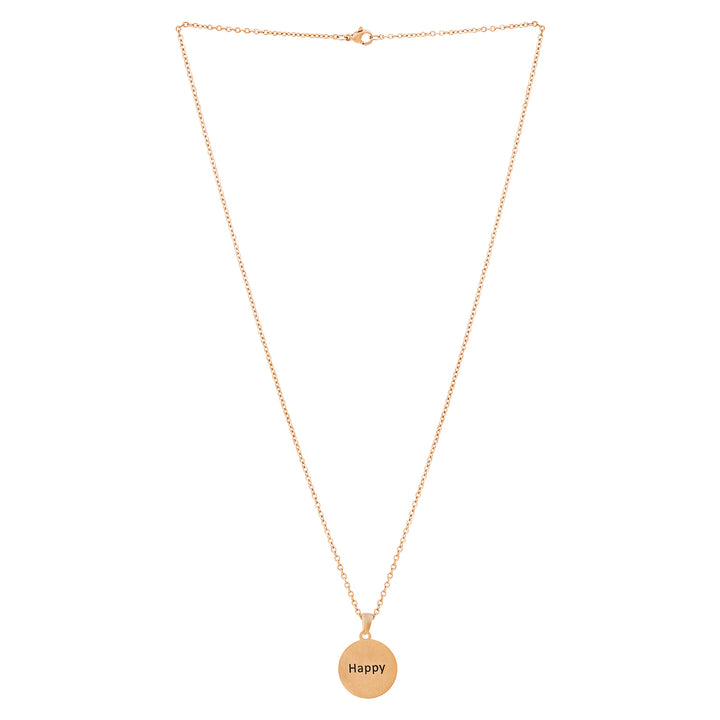 Happy Rose Gold Women's Round Mantra Necklace