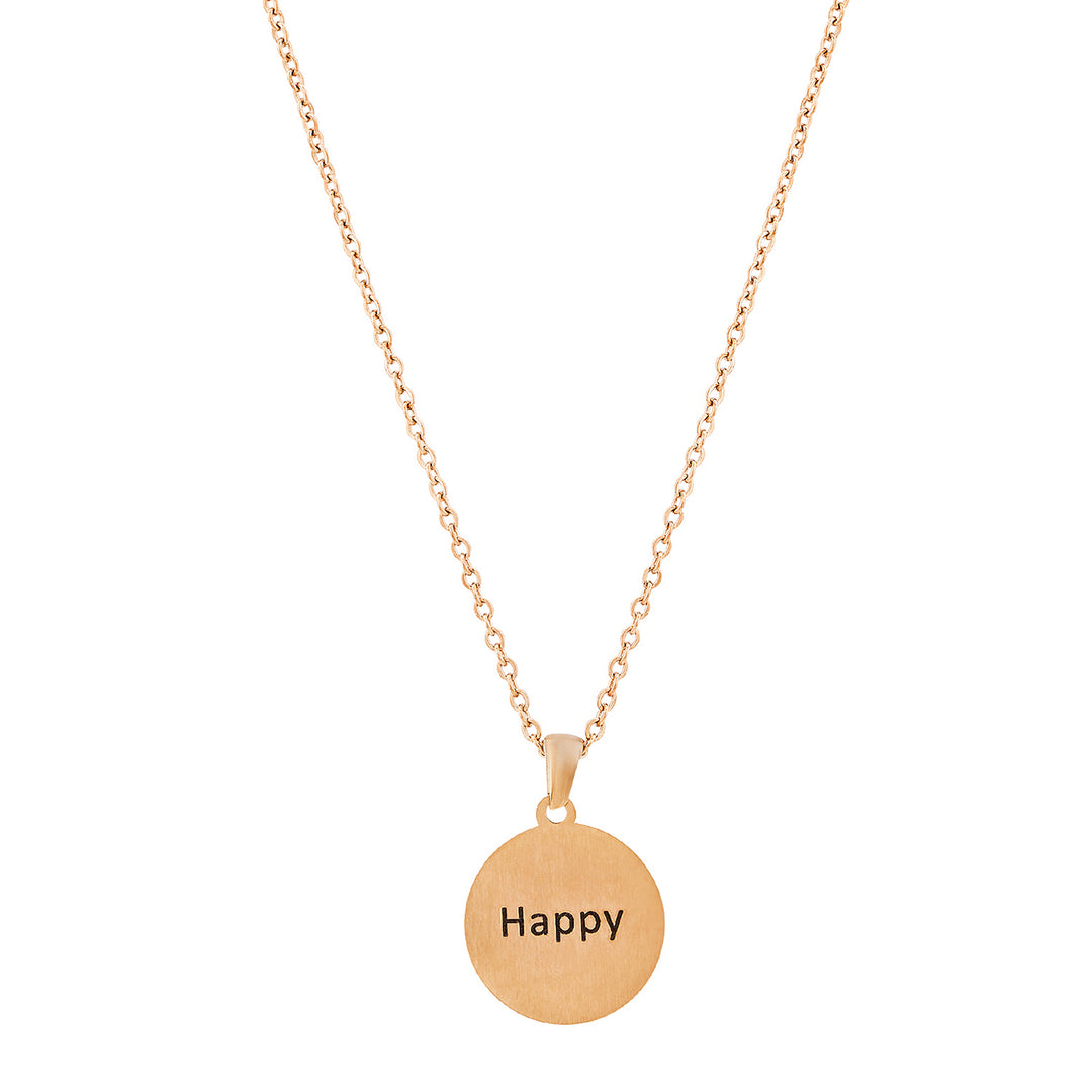 Happy Rose Gold Women's Round Mantra Necklace