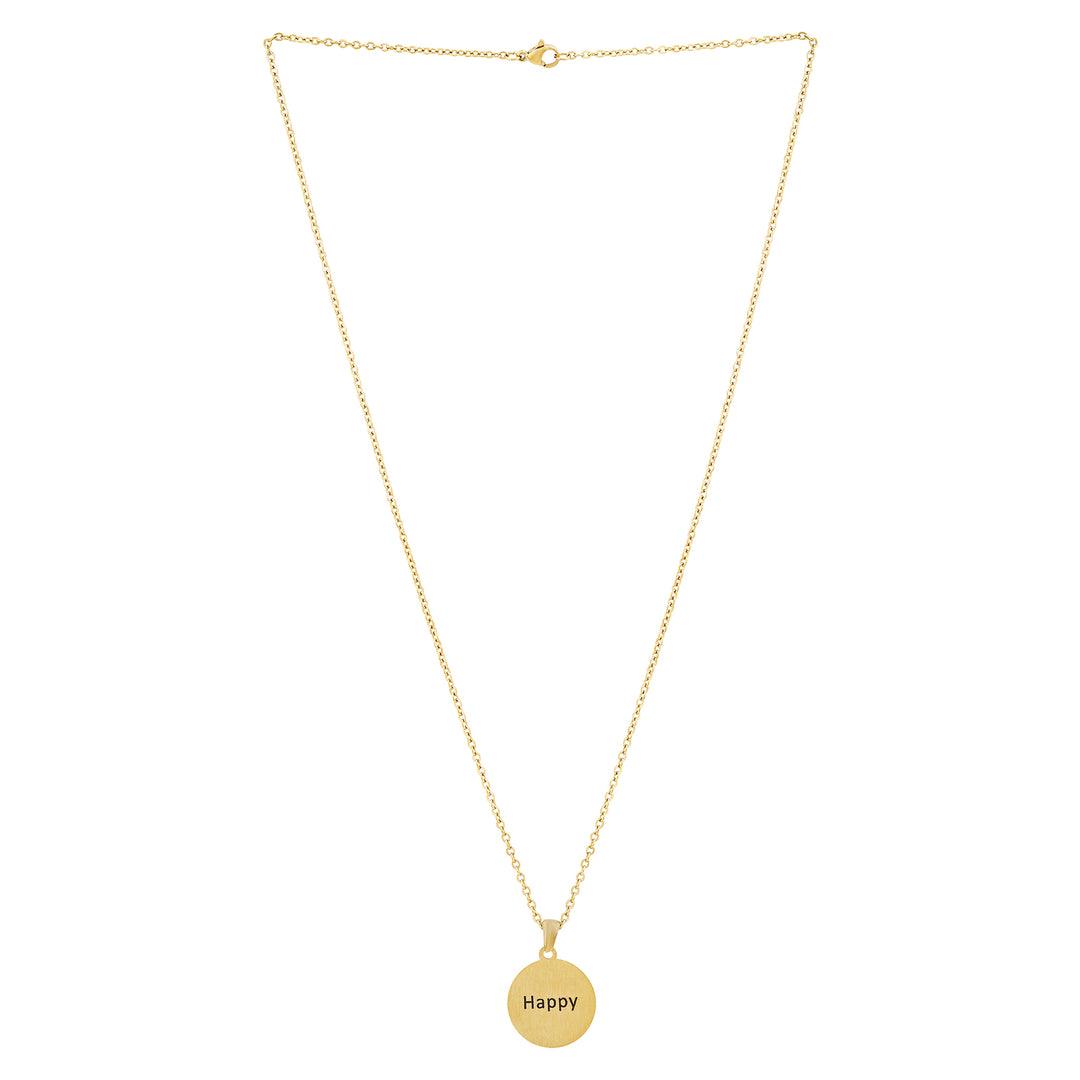 Happy Gold Women's Round Mantra Necklace