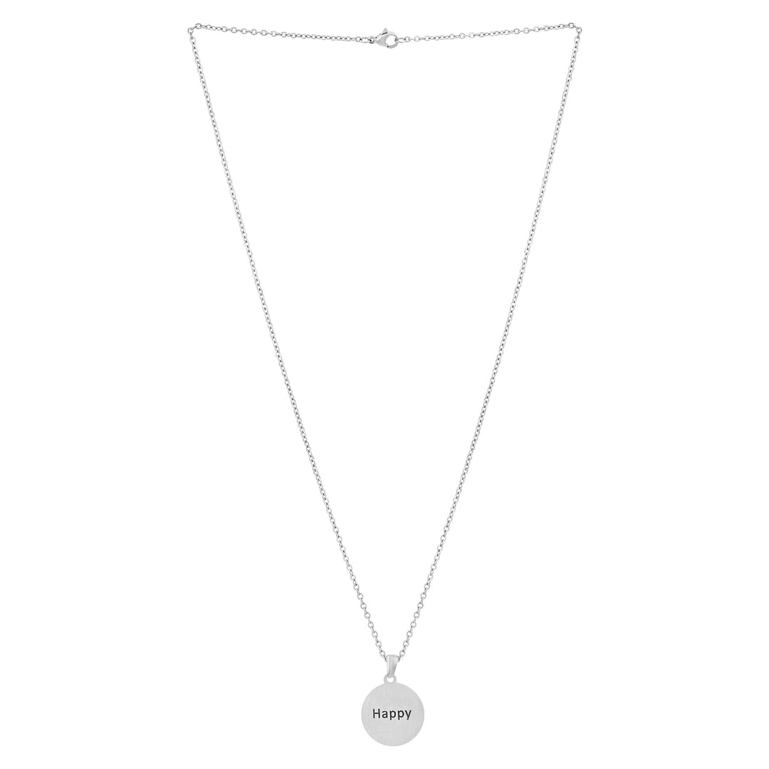 Happy Silver Women's Round Mantra Necklace