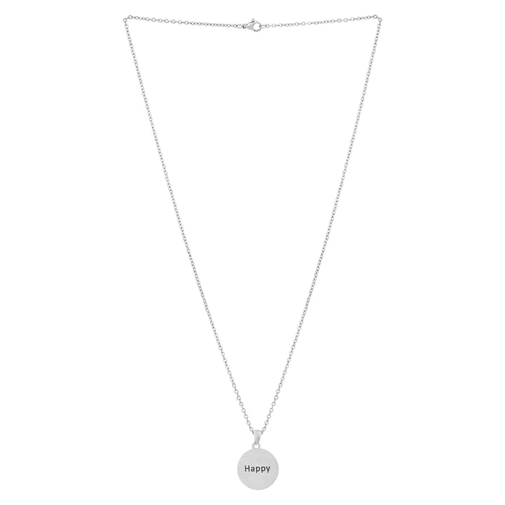 Happy Silver Women's Round Mantra Necklace