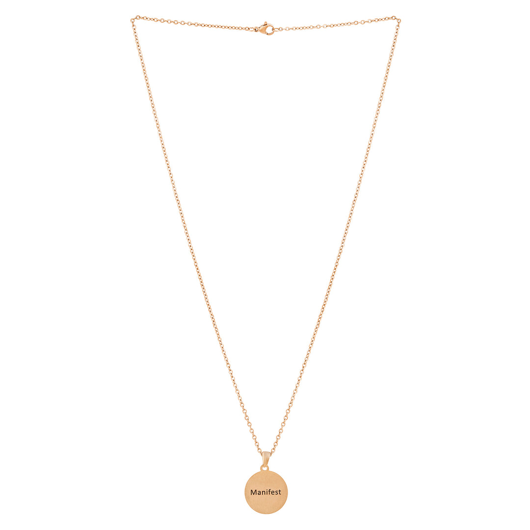 Manifest Rose Gold Women's Round Mantra Necklace