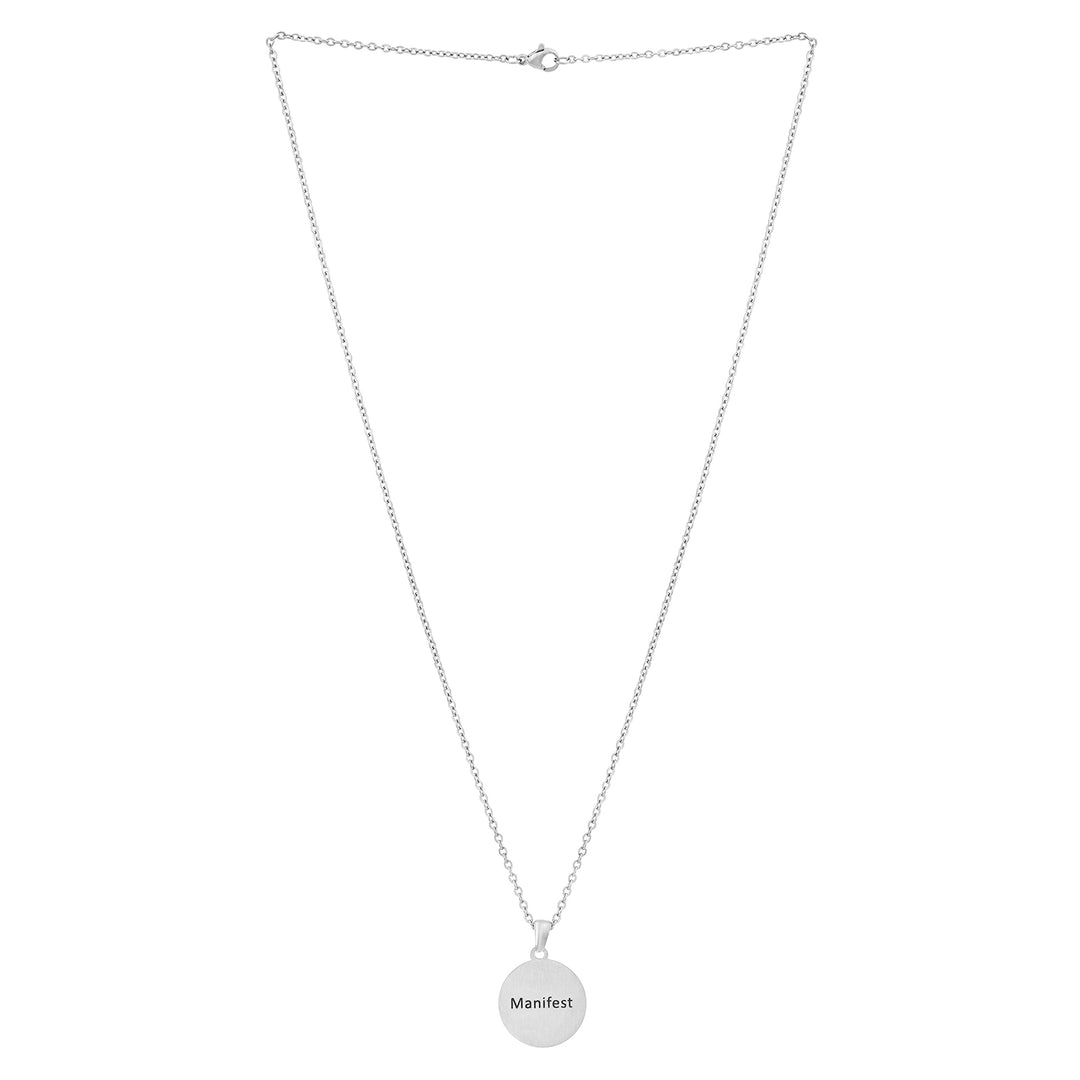 Manifest Silver Women's Round Mantra Necklace