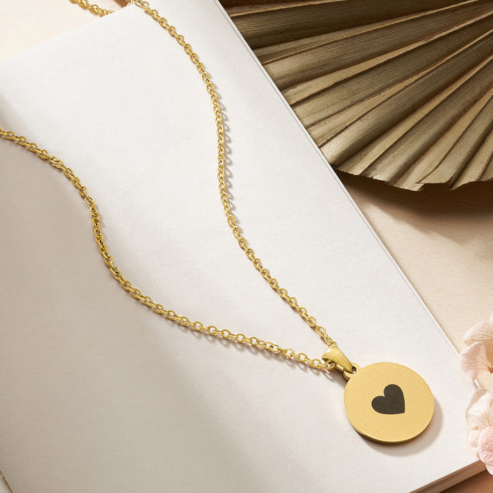 Heart Gold Women's Round Mantra Necklace