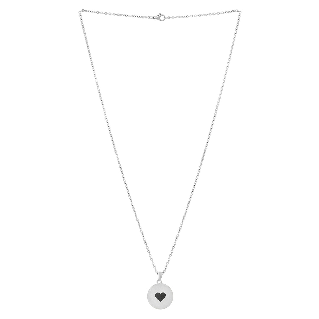 Heart Silver Women's Round Mantra Necklace