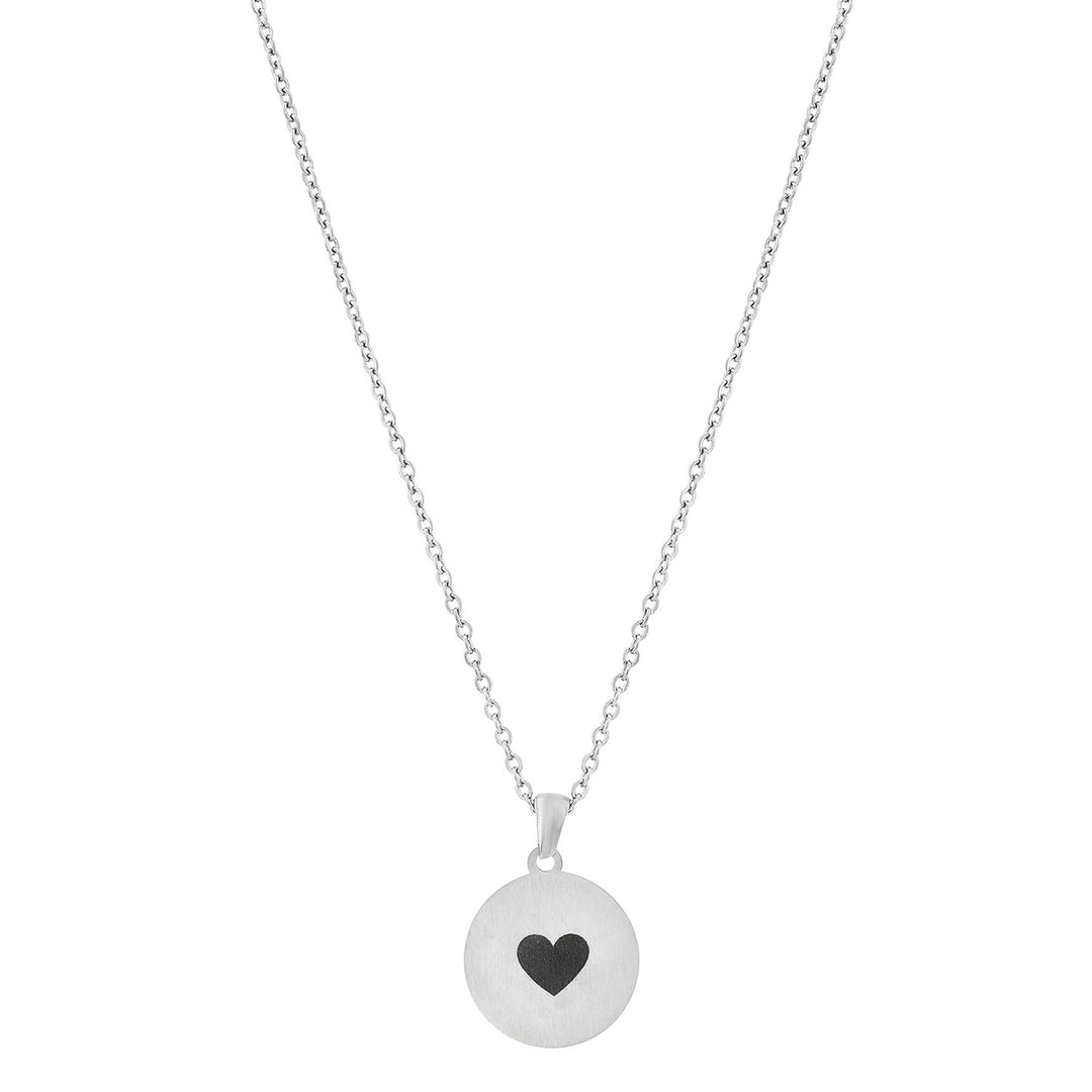 Heart Silver Women's Round Mantra Necklace