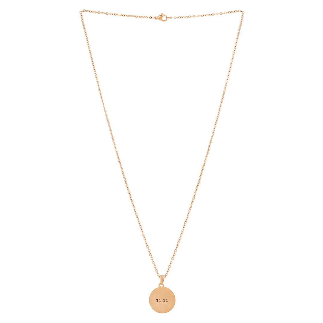 11:11 Rose Gold Women's Round Mantra Necklace
