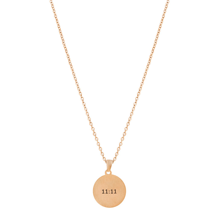 11:11 Rose Gold Women's Round Mantra Necklace
