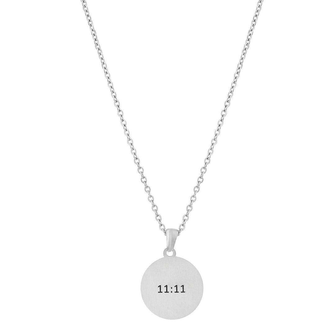 11:11 Silver Women's Round Mantra Necklace