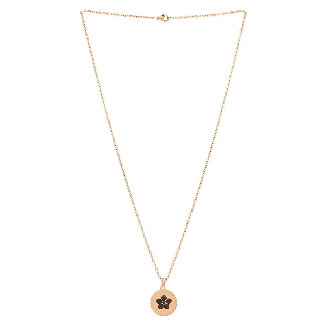 Flora Rose Gold Women's Round Mantra Necklace