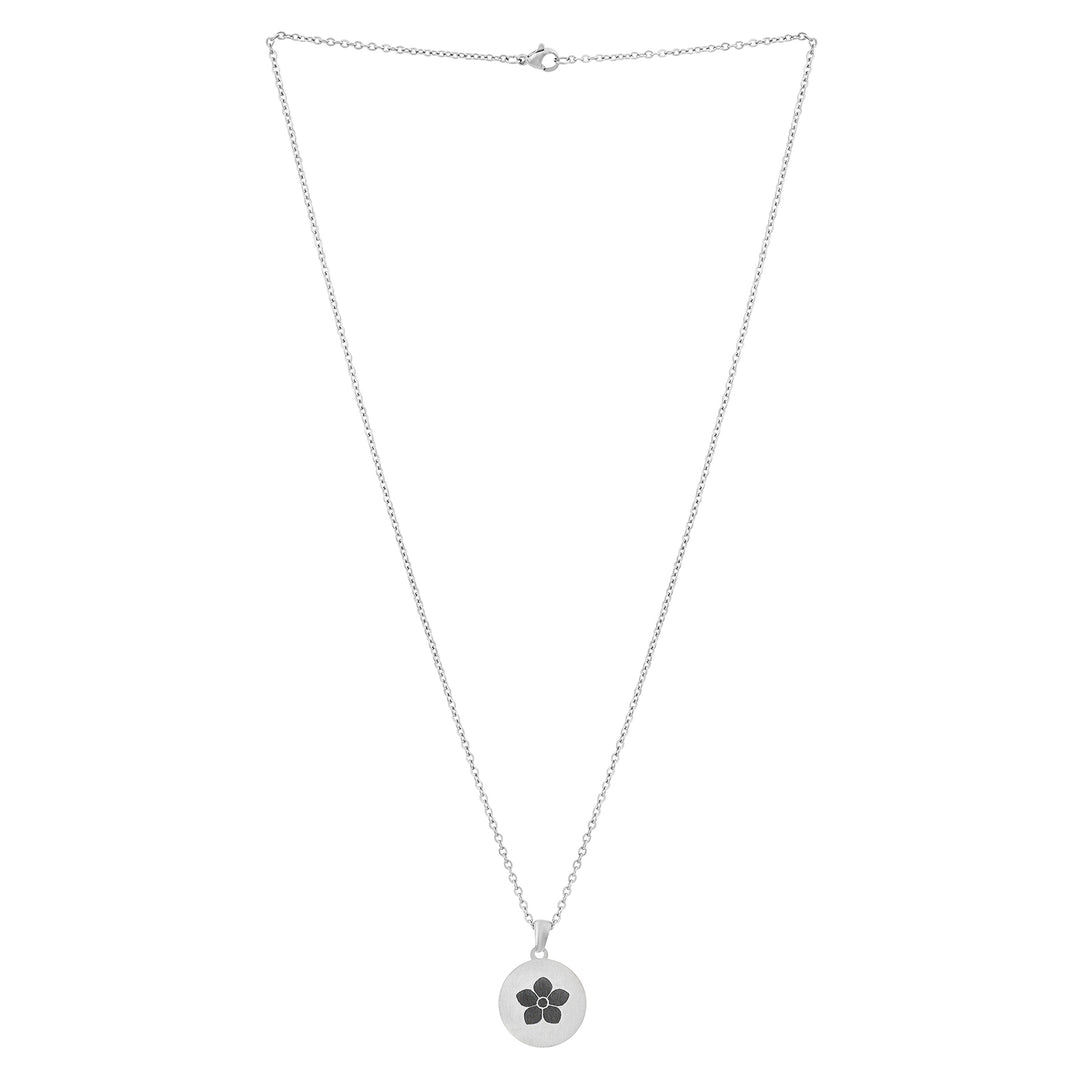 Flora Silver Women's Round Mantra Necklace