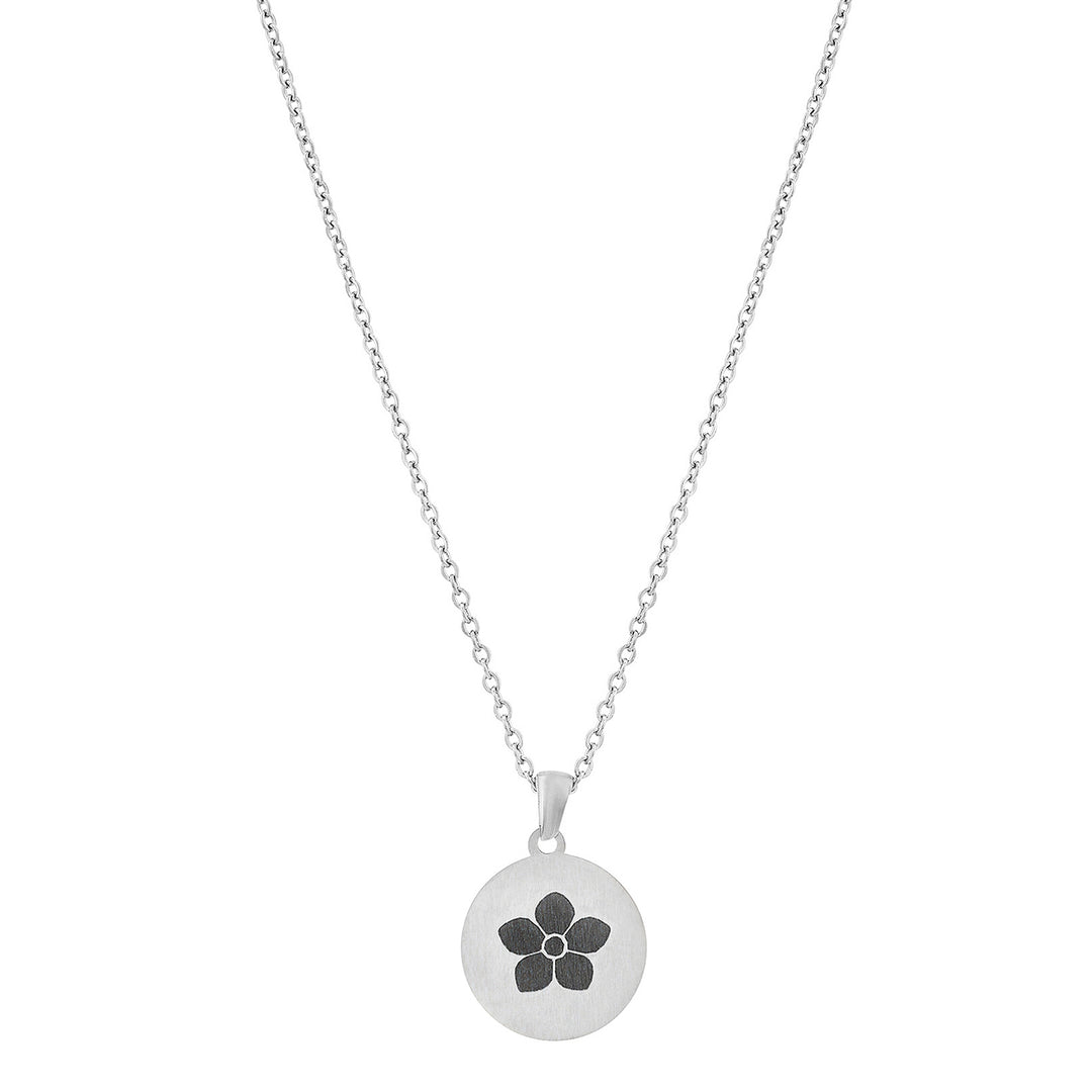 Flora Silver Women's Round Mantra Necklace
