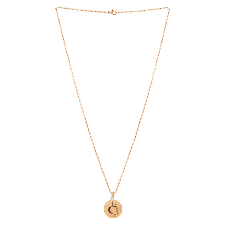 Sun & Moon Rose Gold Women's Round Mantra Necklace